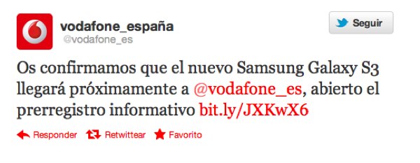 Vodafone venderá el Samsung Galaxy S3