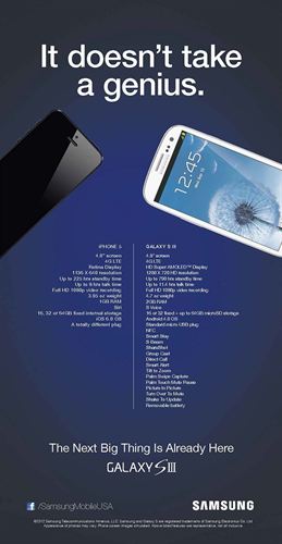 Sasmung compara su Galaxy S3 con el iPhone 5 mundialmente